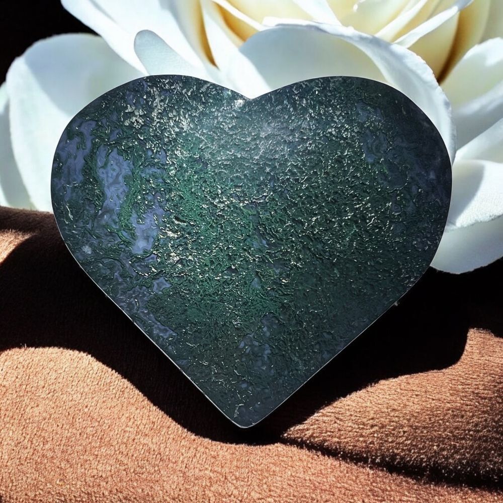 Moss Agate Crystal‎ Heart